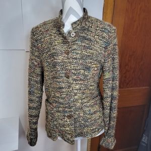 Womens Cynthia Max Cropped Tweed nubby button front blazer size Large